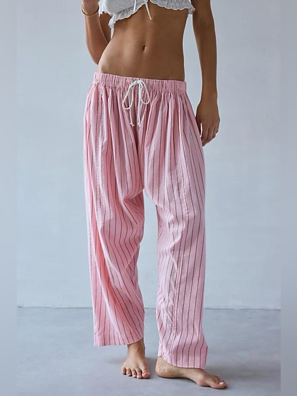 Out From Under Striped Wide Leg Daydream Sleep Pants Pink Small EUC